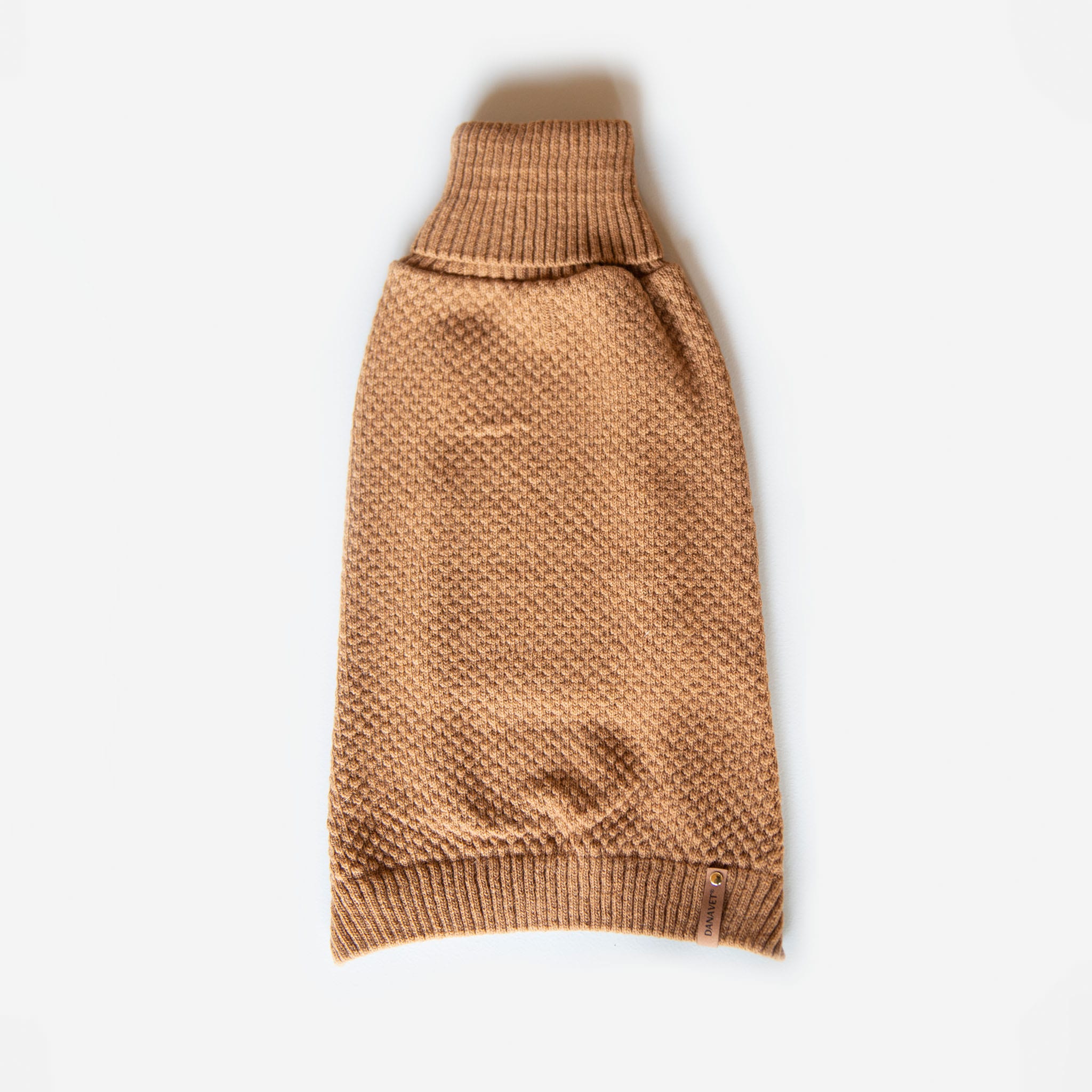 Hundesweater i økologisk lammeuld – camel brown